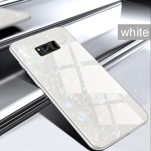 Samsung Galaxy S8 Marble Pattern Bling Shell Case-[9H Tempered Glass Back Cover] with Soft TPU Bumper,Anti-Scratch Phone Case