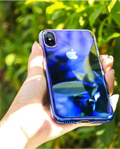 Apple iPhone X / XS Luxury Blue Ray Laser Gradient Dual Color Hard Back Case Cover - BLUE