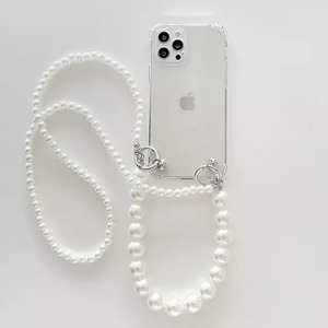 Clear iPhone case with Crossbody Pearl Strap for Apple iPhone 13 Series