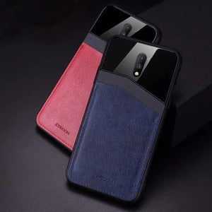 Slim Sleek Leather Glass Card Holder Case For Oneplus 7