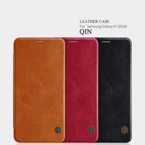 Samsung Galaxy A7 2018 Nillkin Qin Series Vintage Leather Flip Case Wallet Cover