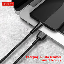 Load image into Gallery viewer, HENKS QC 3.0 Certified Zinc Alloy Smart Fast Charging &amp; Data Sync Cable for all Samsung, OnePlus, Oppo, Vivo, Xiaomi Type C Mobiles