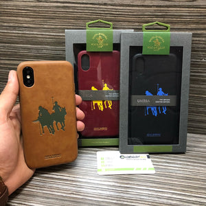 Apple iPhone XS Max Luxury Santa Barbara Polo & Racquet Club Engraved Art Leather Back Case Cover