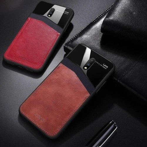 Slim Sleek Leather Glass Card Holder Case For Oneplus 7