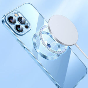 Premium Magsafe Magnetic Wireless Electroplating Clear Case With Camera Protection For iPhone 14 Series