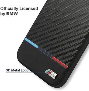 BMW Phone Case in Black with Horizontal Stripes, Leather M Collection Protective Case with Easy Snap-on, Shock Absorption & Signature Logo Case for iPhone 13 Pro & 13 Pro Max