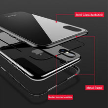 Load image into Gallery viewer, Apple iPhone X Luxury Magnetic Adsorption Metal Bumper Frame 9H Tempered Glass Back Case