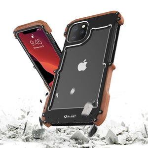 Luxury Metal Aluminum Wood Protective Bumper Case for iPhone 12, 12 Pro , 12 Pro Max,