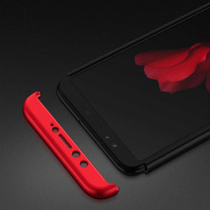 Full Protection [360 Degree] Matte Finish PC Back Case for One Plus 5T- Red_Black_Red