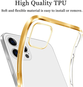 Premium Electroplated Glossy Look Square Silicon Clear Case For iPhone 13 Series