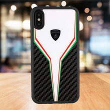 Load image into Gallery viewer, Apple iPhone X/XS Luxury Lamborghini SCD2 Genuine Leather &amp; Carbon Fiber Hybrid Back Case