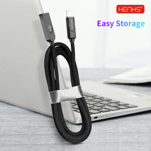 HENKS Auto Disconnect Fast Charging USB Data Sync Metal Connector Cable for Apple iPhone