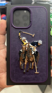 APPLE iPhone 14 Pro, Santa Barbara Black Polo Jockey Series Leather Back  Case Compatible with iPhone 14_