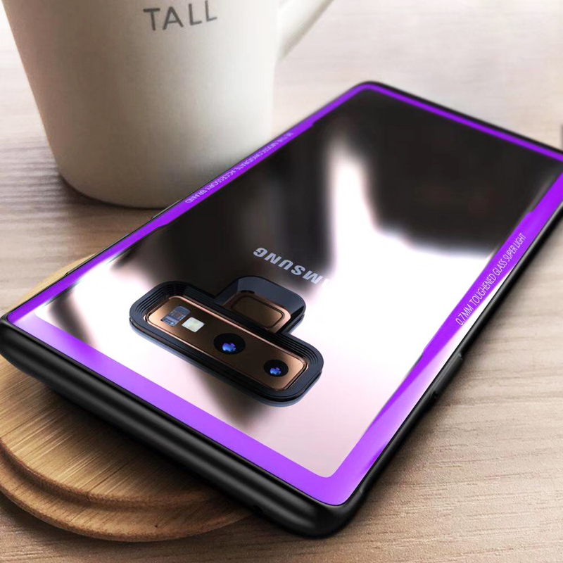 Samsung Galaxy Note Luxury 9H Hardness Clear Tempered Glass Back Case  Cover with Soft TPU Edges