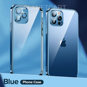 Premium Electroplating Square Clear Silicon Case With Camera Protection For iPhone 12 Series