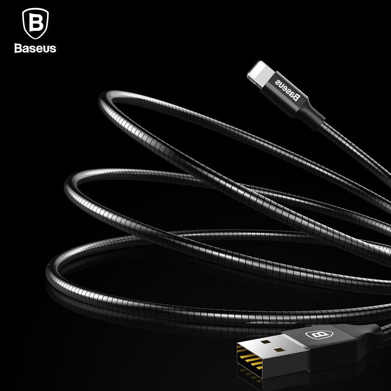 Baseus Highly Durable Fast Charging Metal USB Lightning Data/ Charging Cable for iPhone X / XS, 8/8 Plus, 7/7 Plus, 6/6S/6 Plus, 5/5S/5C/SE - BLACK