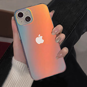 Premium Glitter Anti Shock Rainbow Laser Gradient Back Case For iPhone 14 Series