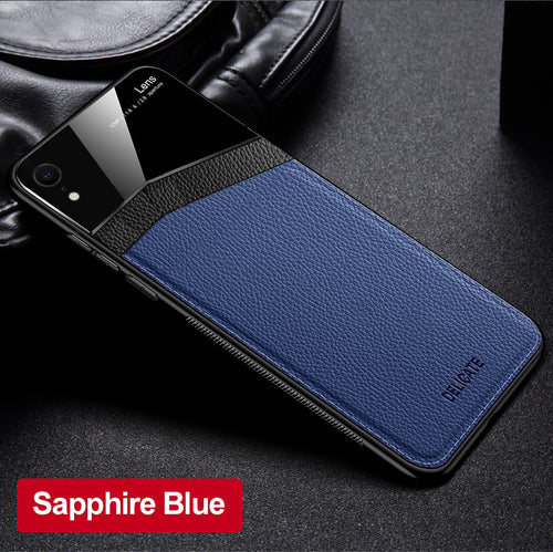 Slim Sleek Leather Glass Card Holder Case For iPhone XR