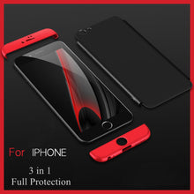 Load image into Gallery viewer, Premium GKK Ultra Slim 3in1 360 Body Full Protection Hard Matte Front + Back Cover for Apple iPhone 7/8- (Red- Black-Red)