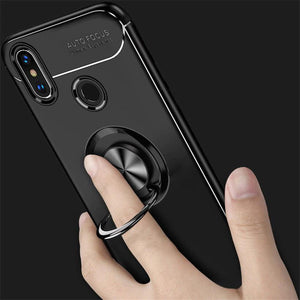 XIAOMI REDMI NOTE 5 PRO LUXURY SHOCKPROOF RING HOLDER KICKSTAND SOFT TPU BACK CASE COVER