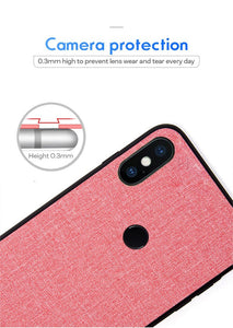 Redmi Note 6 Pro Premium Fabric Canvas Soft Silicone Cloth Texture Back Case with Back Screen Guard