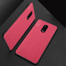 Load image into Gallery viewer, OnePlus 6T Premium Fabric Canvas Soft Silicone Cloth Texture Back Case with Back Screen Guard