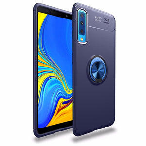SAMSUNG GALAXY A7 2018 LUXURY SHOCKPROOF RING HOLDER KICKSTAND SOFT TPU BACK CASE COVER