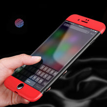 Load image into Gallery viewer, Premium GKK Ultra Slim 3in1 360 Body Full Protection Hard Matte Front + Back Cover for Apple iPhone 7/8- (Red- Black-Red)
