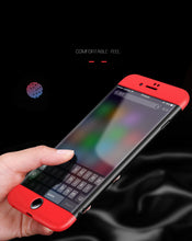 Load image into Gallery viewer, Premium GKK Ultra Slim 3in1 360 Body Full Protection Hard Matte Front + Back Cover for Apple iPhone 7/8- (Red- Black-Red)