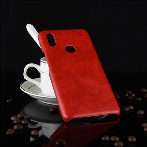 Vivo V11 Luxury Leather Finish Anti Knock Hard PC Back Case Cover with Back Screen Guard