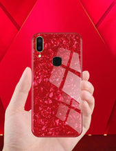 Load image into Gallery viewer, Vivo V9 Marble Pattern Bling Shell Case-[9H Tempered Glass Back Cover] with Soft TPU Bumper,Anti-Scratch Phone Case