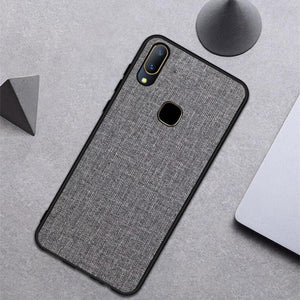 Vivo V11 Premium Fabric Canvas Soft Silicone Cloth Texture Back Case with Back Screen Guard