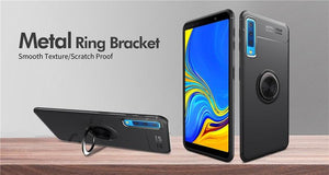 SAMSUNG GALAXY A7 2018 LUXURY SHOCKPROOF RING HOLDER KICKSTAND SOFT TPU BACK CASE COVER