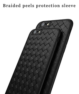 Premium Weaving Grid Breathable Soft Silicone Back Case Cover for Apple iPhone 7/8 - BLACK