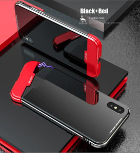 Apple iPhone X/XS Magnetic Adsorption Aluminum Metal Frame Tempered Glass Back Case