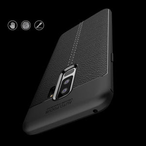 Samsung Galaxy S9 Plus Luxury Anti-Shock Full Protective Grain Leather Design TPU Back Case