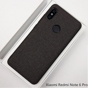 Redmi Note 6 Pro Premium Fabric Canvas Soft Silicone Cloth Texture Back Case with Back Screen Guard