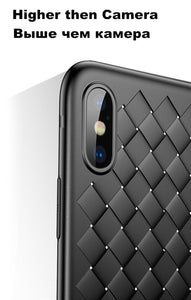 Premium Weaving Grid Breathable Soft Silicone Back Case Cover for Apple iPhone 7 Plus/ 8 Plus- BLACK