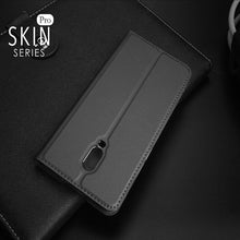 Load image into Gallery viewer, OnePlus 6T Luxury Smooth &amp; Silky Skin Series PU Leather Wallet Flip Case Cover - Grey