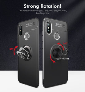 XIAOMI REDMI NOTE 5 PRO LUXURY SHOCKPROOF RING HOLDER KICKSTAND SOFT TPU BACK CASE COVER