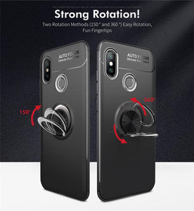 XIAOMI REDMI NOTE 6 PRO LUXURY SHOCKPROOF RING HOLDER KICKSTAND SOFT TPU BACK CASE COVER