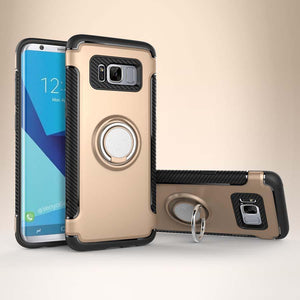 Samsung Galaxy S8 Plus Luxury Carbon Fiber Design Shockproof Hybrid Ring Holder Case