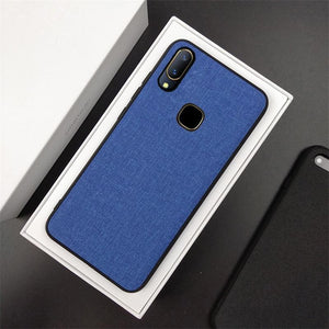 Vivo V11 Premium Fabric Canvas Soft Silicone Cloth Texture Back Case with Back Screen Guard