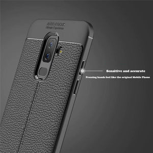 Samsung Galaxy S9 Plus Luxury Anti-Shock Full Protective Grain Leather Design TPU Back Case