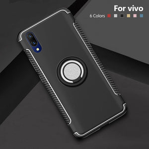 Vivo V11 Pro Luxury Carbon Fiber Design Shockproof Hybrid Ring Holder Case