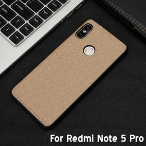 Redmi Note 5 Pro Premium Fabric Canvas Soft Silicone Cloth Texture Back Case with Back Screen Guard