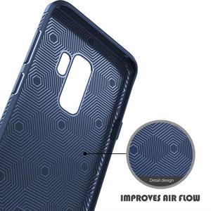 SAMSUNG GALAXY S9 PLUS PREMIUM SHOCKPROOF LITCHI LEATHER PRINT TPU BACK CASE COVER - BLACK