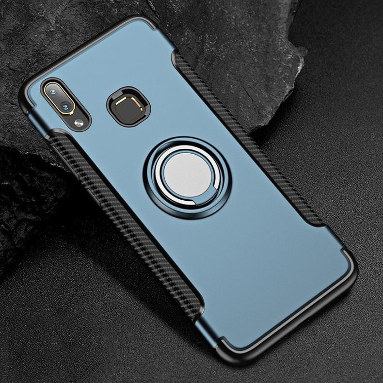 Vivo V9 Luxury Carbon Fiber Design Shockproof Hybrid Ring Holder