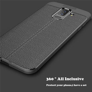 Samsung Galaxy S9 Plus Luxury Anti-Shock Full Protective Grain Leather Design TPU Back Case