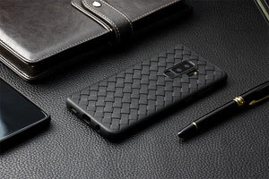 SAMSUNG GALAXY S9 PLUS PREMIUM WEAVING GRID BREATHABLE SOFT SILICONE BACK CASE COVER - BLACK